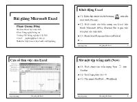 Bài giảng Microsoft Excel