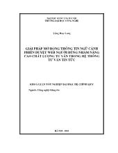 Luận văn Giải pháp mở rộng thông tin ngữ cảnh phiên duyệt web người dùng nhằm nâng cao chất lượng tư vấn trong hệ thống tư vấn tin tức