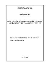 Luận văn Phân lớp câu hỏi hướng tới tìm kiếm ngữ nghĩa tiếng Việt trong lĩnh vực y tế