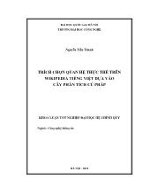 Luận văn Trích chọn quan hệ thực thể trên wikipedia tiếng việt dựa vào cây phân tích cú pháp