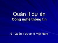 Quản lí dự án công nghệ thông tin: quản lí dự án ở Việt Nam