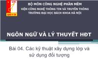 Bài giảng Các kỹ thuật xây dựng lớp và sử dụng đối tượng
