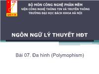 Bài giảng Đa hình (Polymophism)