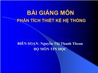 Bài giảng môn phân tích thiết kế hệ thống - Nguyễn Thị Thanh Thoan