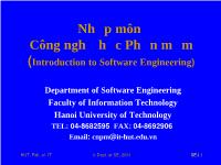 Bài giảng Nhập môn công nghệ học phần mềm