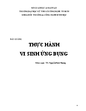 Bài giảng Thực hành vi sinh ứng dụng