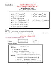 Chuyên đề Phương trình đại số và bất phương trình đại số