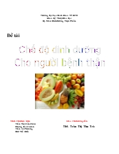 Đề tài Chế độ dinh dưỡng cho ngườ bệnh thận