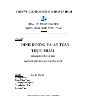 Đề tài Dinh dưỡng và an toàn thực phẩm dinh dưỡng cho người bệnh gan nhiễm mỡ