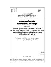 Đề tài Hoàn thiện công nghệ, thiết bị sản xuất và ứng dụng maltodextrin từ tinh bột sắn, ngô trong sản xuất dược phẩm và thực phẩm