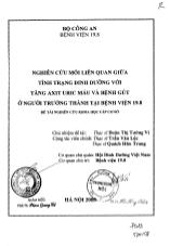 Đề tài Nghiên cứu mối liên quan giữa tình trạng dinh dưỡng với tăng axu uric máu và bệnh gút ở người trưởng thành tại bệnh viện 19.8