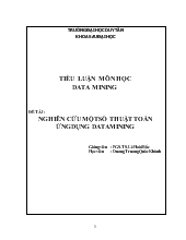 Đề tài Nghiên cứu một số thuật toán ứng dụng datamining