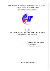 Đồ án Phân tích phần mềm quản lý điểm bằng access