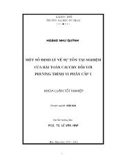 Khóa luận Một số định lý về sự tồn tại nghiệm của bài toán Cauchy đối với phương trình vi phân cấp 1