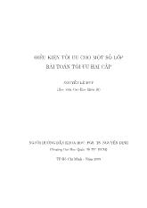 Luận văn Điều kiện tối ưu cho một số lớp bài toán tối ưu hai cấp