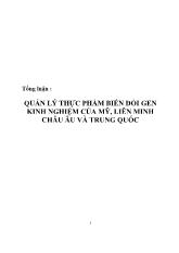 Quản lý thực phẩm biến đổi gen kinh nghiệm của Mỹ, liên minh châu Âu và Trung Quốc