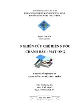 Đề tài Nghiên cứu chế biến nước chanh dây - Mật ong