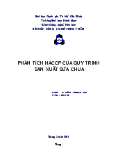 Đề tài Phân tích haccp của quy trình sản xuất sữa chua