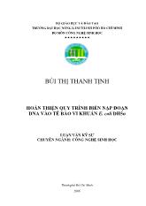 Luận văn Hoàn thiện quy trình biến nạp đoạn dna vào tế bào vi khuẩn e. coli dh5α - Bùi Thị Thanh Tịnh