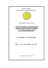 Đề tài Lập kế hoạch kinh doanh cho cơ sở Hưng Quang giai đoạn 2008-2010