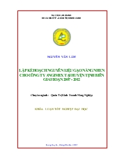 Đề tài Lập kế hoạch nguyên liệu gạo nàng nhen cho công ty angimex tại huyện Tịnh Biên giai đoạn 2007 - 2012