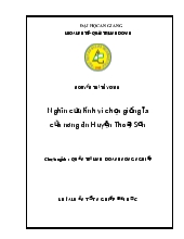 Đề tài Nghiên cứu hành vi chọn lựa giống lúa của nông dân huyện Thoại Sơn- An Giang