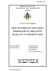 Đề tài Phân tích hiệu quả hoạt động kinh doanh của ngân hàng nông nghiệp và phát triển nông thôn huyện Lấp Vò tỉnh Đồng Tháp