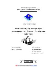 Đề tài Phân tích hiệu quả hoạt động kinh doanh tại công ty cổ phần may Tiền Tiến