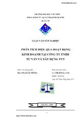 Đề tài Phân tích hiệu quả hoạt động kinh doanh tại công ty TNHH tư vấn và xây dựng TVT
