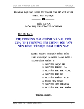 Đề tài Thị trường tài chính và vai trò của thị trường tài chính đồi với nền kinh tế Việt Nam hiện nay