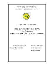 Luận văn Hiệu quả cổ phần hóa doanh nghiệp nhà nước: trường hợp công ty cổ phần Xáng Cát An Giang