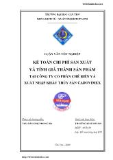 Luận văn Kế toán chi phí sản xuất và tính giá thành sản phẩm tại công ty cổ phần chế biến và xuất nhập khẩu thủy sản cadovimex