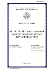 Luận văn Kế toán và phân tích tài sản cố định tại công ty TNHH thương mại dịch vụ kỹ thuật điện lạnh Khang Thịnh