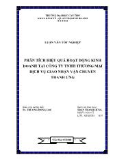 Luận văn Phân tích hiệu quả hoạt động kinh doanh tại công ty TNHH thương mại dịch vụ giao nhận vận chuyển Thanh Ưng