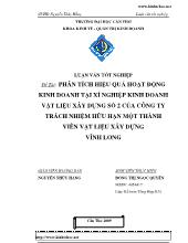 Luận văn Phân tích hiệu quả hoạt động kinh doanh tại xí nghiệp kinh doanh vật liệu xây dựng số 2 của công ty trách nhiệm hữu hạn một thành viên vật liệu xây dựng Vĩnh Long