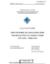 Luận văn Phân tích hiệu quả hoạt động kinh doanh tại công ty cổ phần cơ khí Cửu Long - Vĩnh Long