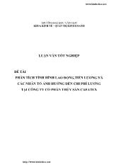 Luận văn Phân tích tình hình lao động, tiền lương và các nhân tố ảnh hưởng đến chi phí lương tại công ty cổ phần thủy sản cafatex