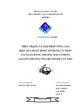 Luận văn Thực trạng và giải pháp nâng cao hiệu quả hoạt động tín dụng cá nhân tại ngân hàng thương mại cổ phần Sài Gòn thương tín chi nhánh Cần Thơ
