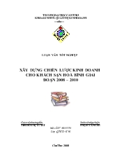 Luận văn Xây dựng chiến lược kinh doanh cho khách sạn Hoà Bình giai đoạn 2008 – 2010