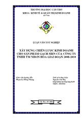 Luận văn Xây dựng chiến lược kinh doanh cho sản phẩm gạch men của công ty TNHH thương mại Nhơn hòa giai đoạn 2008-2010