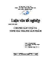 Chuyên đề Tính chi phí sản xuất và tính giá thành sản phẩm