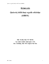 Đề tài Quản trị chiến lược nguồn nhân lực (SHRM)
