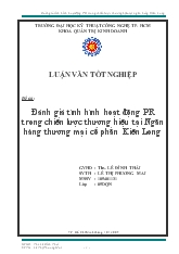 Đề tài Đánh giá tình hình hoạt động pr trong chiến lược thương hiệu tại ngân hàng thương mại cổ phần Kiên Long
