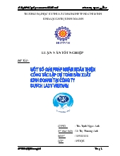 Đề tài Một số giải pháp nhằm hoàn thiện công tác lập dự toán sản xuất kinh doanh tại công ty DUTCH LADY Việt Nam