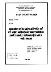 Đề tài Nghiên cứu một số vấn đề về việc mở rộng thị trường xuất khẩu hàng dệt may Việt Nam
