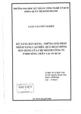 Luận văn Kỹ năng bán hàng - Những giải pháp nhằm nâng cao hiệu quả hoạt động bán hàng của chi nhánh công ty TNHH Sóng Thần tại TP Hồ Chí Minh