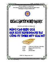 Luận văn Nâng cao hiệu quả sản xuất kinh doanh tại công ty TNHH MTV Giai Mỹ