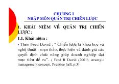 Bài giảng Nhập môn quản trị chiến lược