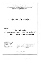 Đề tài Các giải pháp nâng cao hiệu quả quản trị nhân sự tại công ty TNHH sản xuất thương mại Vinh Phúc