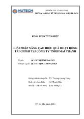 Đề tài Giải pháp nâng cao hiệu quả hoạt động tài chính tại công ty TNHH Mai Thành
